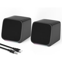 Stereo Sound Mini Speakers With Cool Lights Computer Speakers USB Powered 3.5mm Portable Speakers for Computer Laptop and iPad