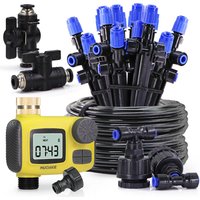 1/4" 4/6mm Drip Irrigation Timed System LCD Timer Kit 360° Adjustable Bubbler Sprinkler Garden Lawn Plant Potted Auto Watering