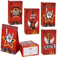 8 pcs Rock and Roll Goodie Bags Rock RollMusic Rock Star Music Birthday Party Supplies Rock N Roll Gift Snacks Treat Cand Bags