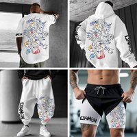 Digital Beasts Anime Print Men's and Women's Casual Street Fashion Hooded Sweatshirt, Sweatpants, T-shirt and Shorts