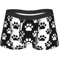 Men's Pet Prints Dog Cat Paw Long Underwear Cute Puppy Foot Printed Boxer Briefs Shorts Panties Male Breathable Underpants M-XXL