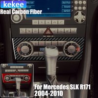 Real Carbon Fiber Car Accessories Climate Trim Cover Soft Sticker For Mercedes Benz SLK R171 2004 2005 2006 2007 2008 2009 2010