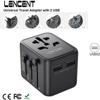 LENCENT International Travel Adapter with 2 USB Ports All-in-One Travel Charger Power Adapter EU/UK/USA/AUS Plug for Travel