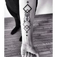 Waterproof Temporary Tattoo Sticker large rhombus square totem line tattoo flame tatto stickers flash tatoo fake tattoos for men