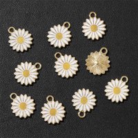 10PCS/lot White Enamel Alloy Metal Drop Oil Daisies Pendant Pink Purple Sunflower Charms For DIY Bracelet Necklace Earrings