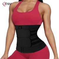 Qtree Double Compression Waist Trainer Belt for Women Neoprene Sauna Sweat Fitness Belly Cincher Body Shaper Weight Loss Corset
