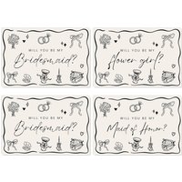 12Pcs Bridesmaid Proposal Cards with Envelope Stickers Black Will You Be My Bridesmaid Maid of Honor Flower Girl Card for Weddin