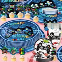 Video Game Birthday Decoration Game Birthday Party Favor Plates Cups Tablecloth Napinks Background Balloons Kid Boy Supplies Kit