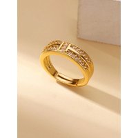 Luxury Brand Zirconia Rings for Women Gold Color Stainless Steel Geometric Ring Vintage Wedding Jewelry accessories anillos