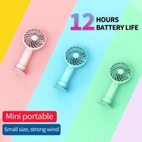 New Hot Mini Handheld Small Fan Macaroon Color Fan Portable Mute Fan USB Charging Large Wind Fan with Lanyard.