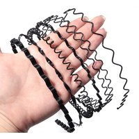 6pcs/lot Elasticity Metal Black Wave Hair Hoops Headband For Women Men Sport Headband Wash Face Broken Hair Fixed Accessories