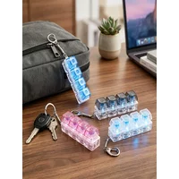 Keyboard Fidget Keychain with LED Lights 4-in-1 Stress Relief Clicker Toy Keyboard Button Finger Clicker for Anxiety Relief