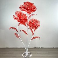 3pcs Large Poppy Silk Flower Wedding Road Lead Mesh Artificial Flowers Wedding Decor Props Garden Marriage Backdrop Decoration