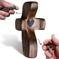 Wooden Comfort Pocket Cross Ergonomic Handheld Prayer Clinging Cross Christian Encouragement Gift For Anxiety Grief