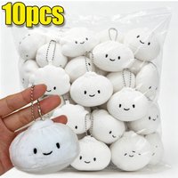 Realistic Plush Dumpling Keychain Soft Funny Steamed Bun Food Hanging Ornament Stuffed Doll Charms for Car Keys Bag Accessorie