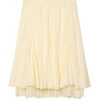 2026 Summer Fashion Women's Sweet Yellow Ruffles A-line Midi Skirts Lady Vintage Elegant Knee-length Folds Pleated Layered Skirt