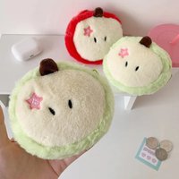 Cute Apple Shape Plush Bag Creative Cartoon Pendant Mini Storage Bag for Students Earphone Data Cable Organizer