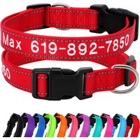Reflective Nylon Dog Collar Personalized Embroidered ID Name Accessories Dog Collar Engraved Pet Puppy Nameplate Collars Perro