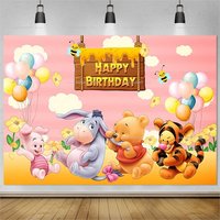 Disney Winnie the Pooh Backdrops Children Birthday Party Decorations Photography Background Baby Shower Banner Booth Props