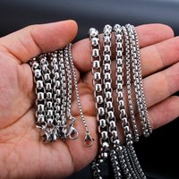 2-7mm (14-35inch) Round Box Chain Necklace Stainless Steel Basic Punk Thick Chains Jewelry Gift for Men Women Wholesale