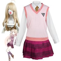 Anime Danganronpa V3 Kaede Akamatsu Cosplay Costumes Dress Wig Danganronpa Cosplay Shirt Skirt JK School Uniform for Girls Women