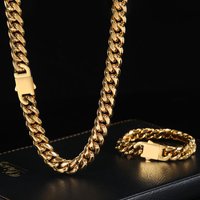 Fashion Hip Hop Jewelry Gold Silver Plated 8mm 10mm 12mm 14mm 16mm Cuban Link Chain Stainless Steel Necklace