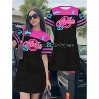 2026 Summer Women T-Shirt Dress Loose Casual NO.23 California Printed O-Neck Lady Short Sleeve Pullover Dresses Women Nightgown