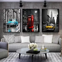 Modern Black and White Building Landscape Motorcycle Taxi Car Wall Art Canvas Painting London Poster Prints Pictures Home Decor