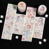 Japanese Vintage Character Sticker Tapes Kawaii Stickers for Scrapbooking Cute Girl Stationery Sticker Diy Phone Luggage Motorcy