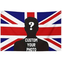 Custom British UK Flag Personalized Durable Polyester Outdoor Indoor Home Decor with 4 Eyelets for Fan Party Birthday Gift