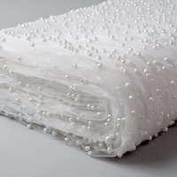 White Pearl Beaded Sheer Tulle Roll, Soft Gauze for Wedding Table Runner, Ceremony Arch Drape, Chair Sash,Bridal Shower Backdrop