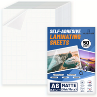 50 Sheets A6 Size Matte Finish Clear Cold Laminating Film Waterproof Self-Adhesive Document & Photo Protection Sheets
