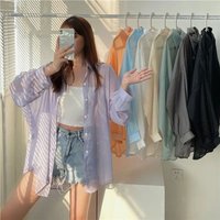 Summer Fashion Chiffon Women Shirt Blouse Thin Solid Color Long Sleeve Top Outerwear Sun Protection Female Loose Cardigan
