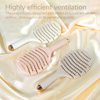 Creamy Hollow Wave Hair Brush - Flexible Vent Design, Round-Tip Bristles for Scalp Massage & Fast Detangling