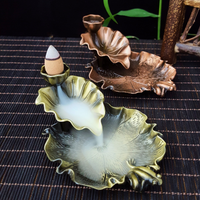 Backflow Incense Burners Leaf Censer Waterfall Tower Incense Cones Burner Fragrance Holder Sandalwood Aromatherapy Home Decor