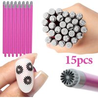3-15Pcs Nail Art Stamp Pen Set Floral Butterfly Design Quick Easy DIY Stamping Tools for Home Salon Manicure Beginners Women
