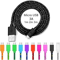 1M/2M/3M Micro USB Fast Charging Cable For Xiaomi Android Mobile Phone Data Sync Cable For Samsung Micro USB Charger Wire V8