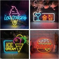 Coffee Ice cream Hamburg bar Neon Sign LED Neon Light Sign Wall Decoration for Cafe Coffee Shop Wall Art Bar Shop Decor