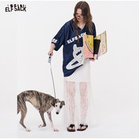 ELFSACK Romantic Lace Midi Skirt, Sheer See-Through A-Line Skirt, Elegant Slimming Long Skirt for Women