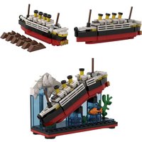 Titanic Break In Half With Case Building Blocks Boat Ship Model Cruise Shipwreck Kits Classical Mini Bricks for Kids Birthday