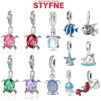 Silver-Plated Sea Turtle Starfish Charms Beads Fit Original Bracelets Bag Keychain Charms Beads Pendant Diy Women Jewelry Gift