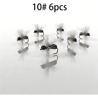 6Pcs Size 10 Dry Fly Fishing Lures Floating Foam Topwater Insect Imitation Hooks for Trout Bass Freshwater Fishing