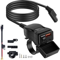 New Motorcycle USB Charger Waterproof SAE to USB Motorcycle Charger Double USB Type C PD and Quick Charge 3.0 Motorcycle Phone