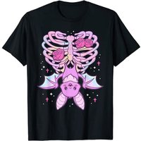 Kawaii Pastel Goth Cute Horror Bat Skeleton T-shirt Anime Vaporwave Aesthetic Costume Pattern T-shirt Halloween Costume Gift