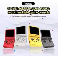 Powkiddy V90S Black Retro Game Console 3" Screen Flip Handheld Open System Children's Gift Portable Gaming Device