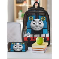 3Pcs T-thomas And Friends School bags Set for Kids Pencil Boxes Backpack Sets with Lunch Box For School Students Daypack