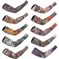 Men Women Summer UV Protection Cooling Arm Sleeves Flower Tattoo Arm Sleeves Seamless UV Protection Arm Sleeves Outdoor Sports