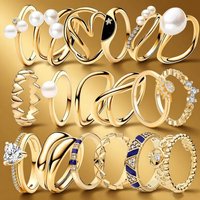 925 Sterling Silver Gold Rings For Women Original Crown Love Heart Wishbone Engagement Wedding Rose Gold Crystal Luxury Jewelry