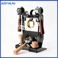 JUSTINLAU Coffee Utensil Storage Rack Iron Multi Functional Bar Sorting Rack Household Coffee Powder Hammer and Cup Storage Rack