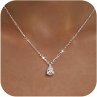 Gold Necklace for Women Girls Mom 14K Gold Plated Dainty Zircon Crystal Teardrop Pendant Charm Necklaces Trendy Jewelry Gifts